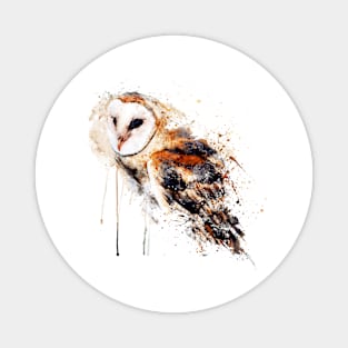 Barn Owl Watercolor Painting Magnet